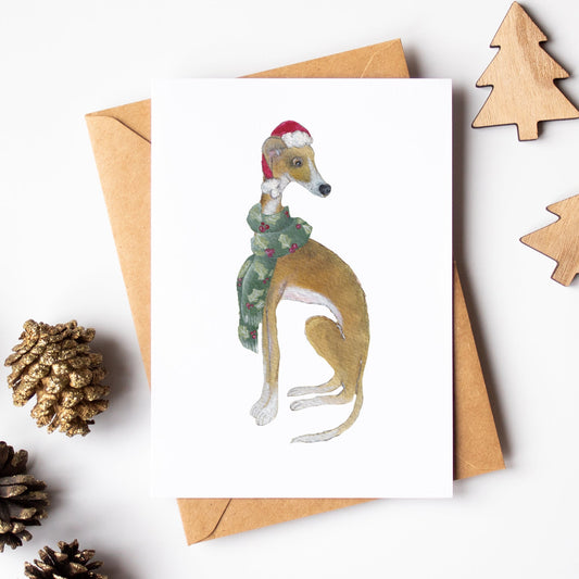 Merry Christmas Card | Whippet Christmas Card | Sighthound Festive Card