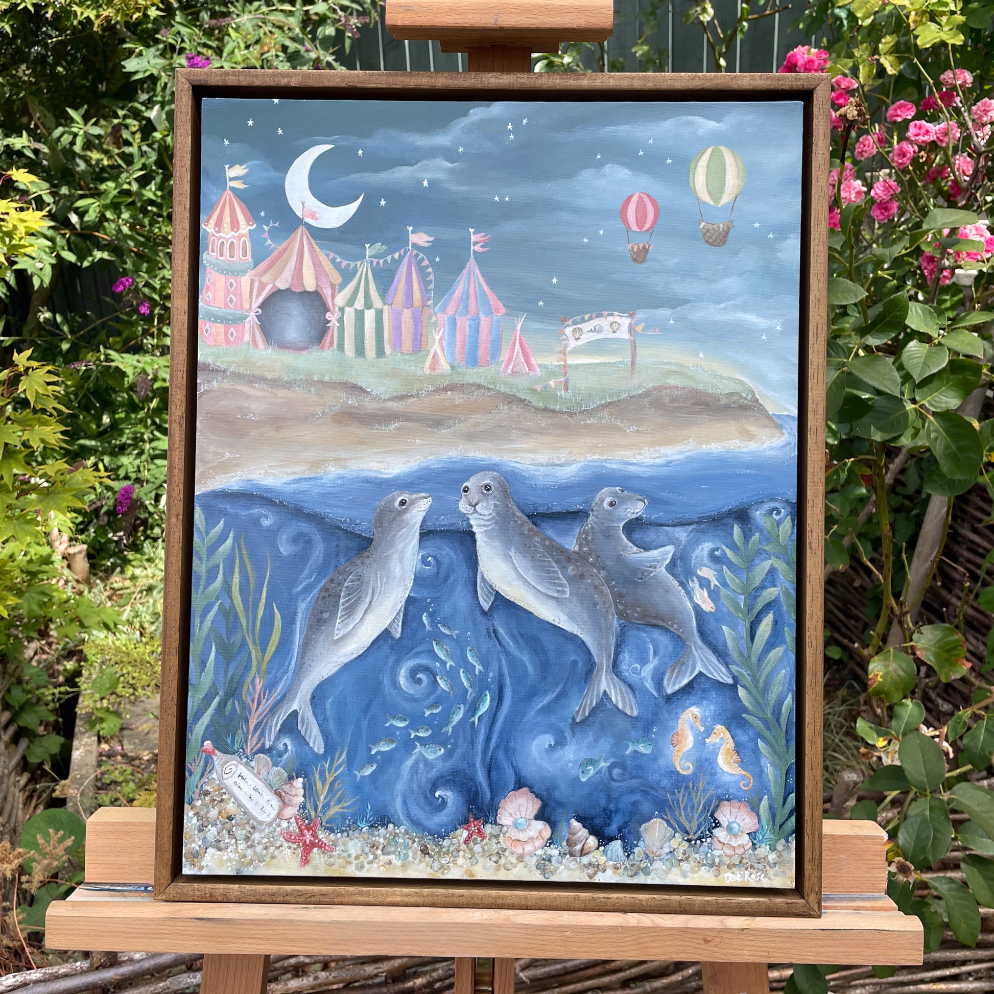 Three Cornish seals with a coastal festival and underwater wildlife in Rock Oyster
