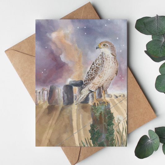 Solstice | Woodland Magic Greeting Card | Bird of Prey Card | Stonehenge